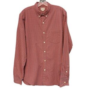 J.Crew Mens Medium Button Down Red Blue Gingham Long Sleeve Cotton Shirt